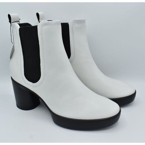 ECCO Womens Sz EU 40 US 9-9.5 Shape Motion 55 Bright White Leather Chelsea Boots - Picture 2 of 12